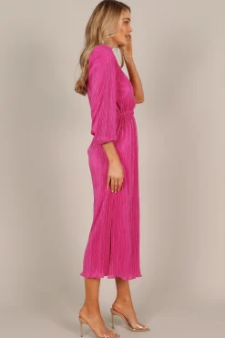 Pontee One Shoulder Pleated Midi Dress