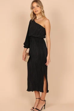 Pontee One Shoulder Pleated Midi Dress