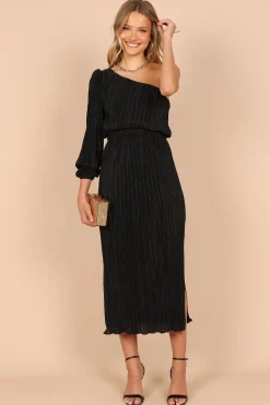 Pontee One Shoulder Pleated Midi Dress