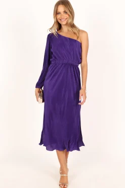 Pontee One Shoulder Pleated Midi Dress