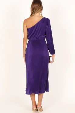 Pontee One Shoulder Pleated Midi Dress