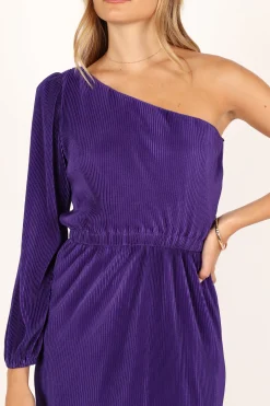 Pontee One Shoulder Pleated Midi Dress