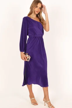 Pontee One Shoulder Pleated Midi Dress