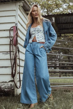 Rosalee Chambray Wide Leg Pant
