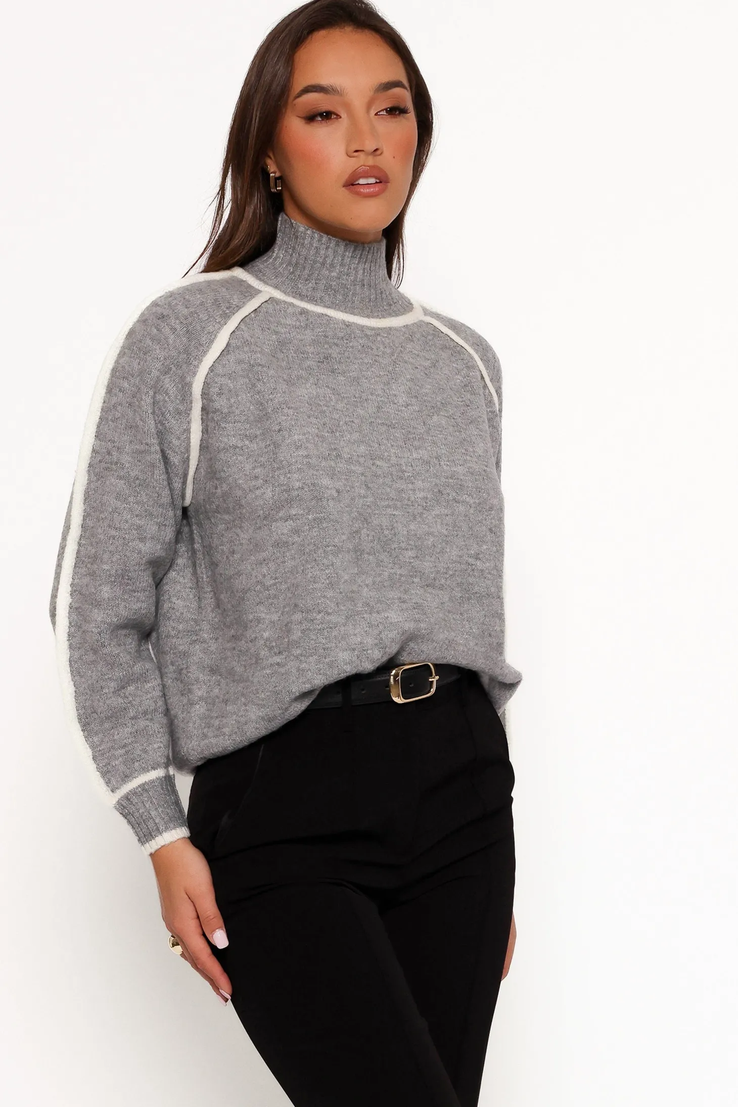 Rylee Contrast Hem Knit Sweater