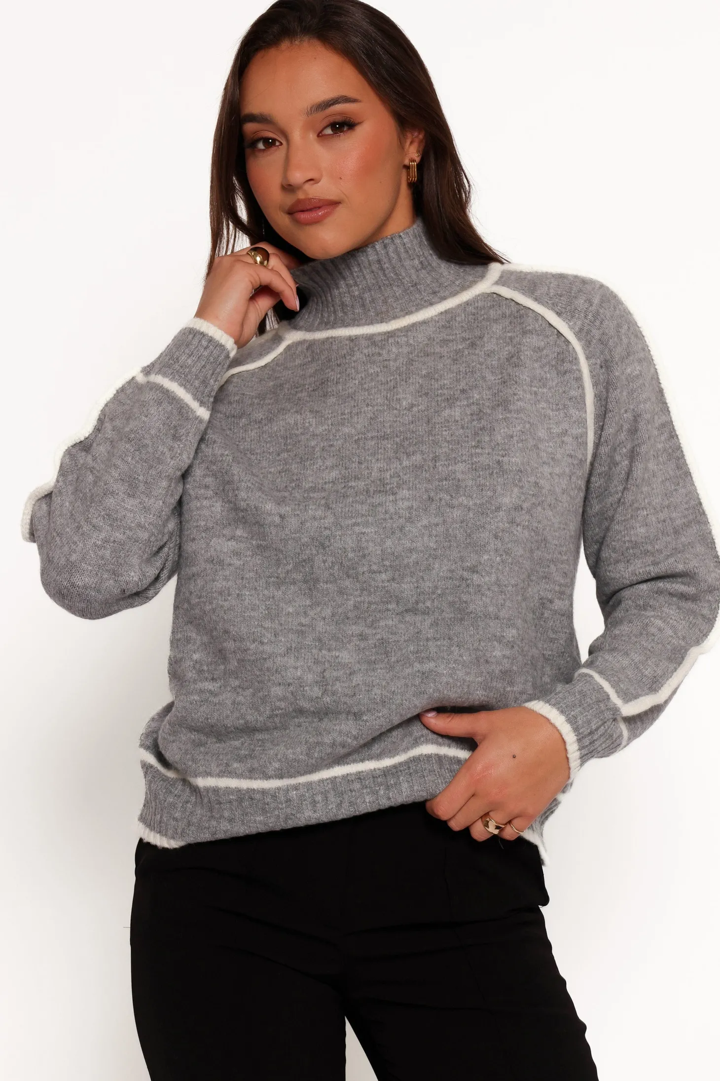 Rylee Contrast Hem Knit Sweater