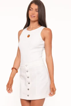 Sara Button Front Denim Mini Skirt