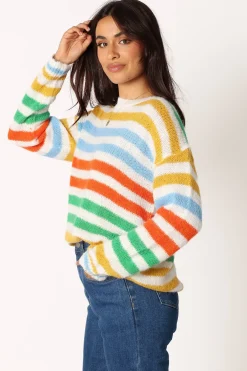 Sasha Multi Stripe Crewneck Knit Sweater