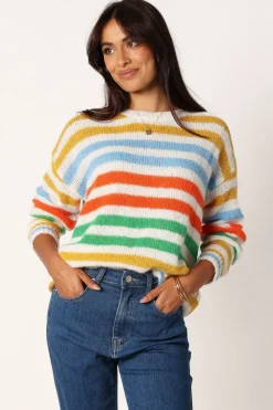 Sasha Multi Stripe Crewneck Knit Sweater