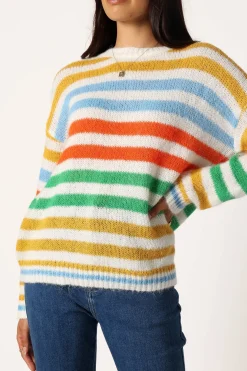 Sasha Multi Stripe Crewneck Knit Sweater