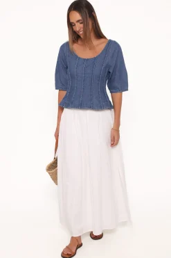 Saylor Denim Peplum Top