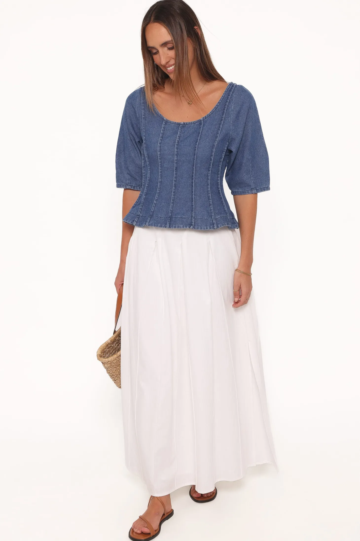 Saylor Denim Peplum Top