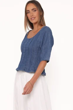 Saylor Denim Peplum Top