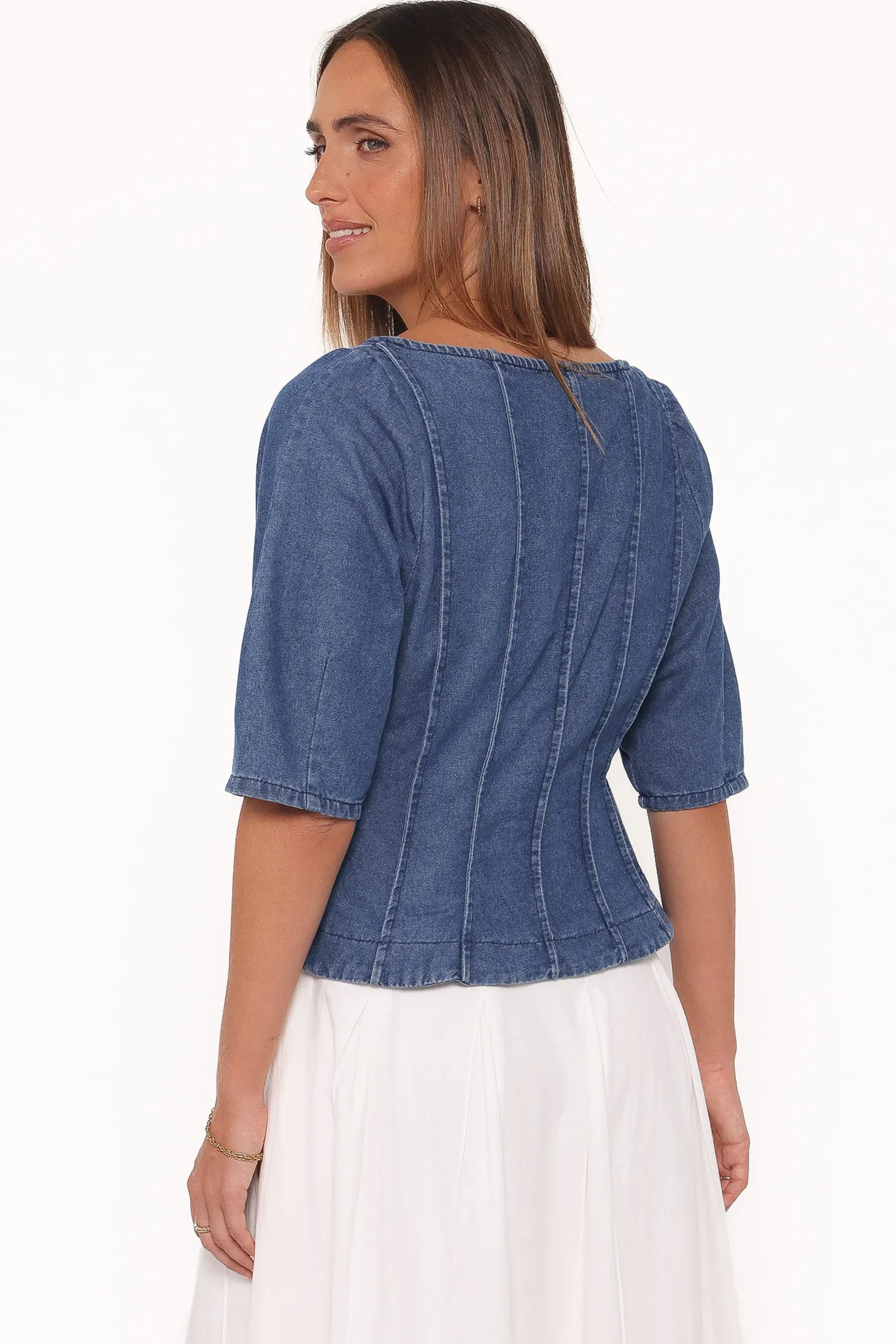 Saylor Denim Peplum Top