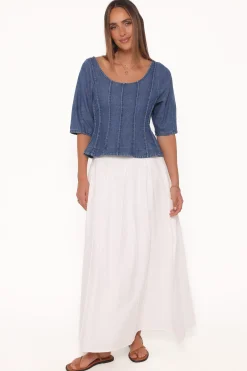 Saylor Denim Peplum Top