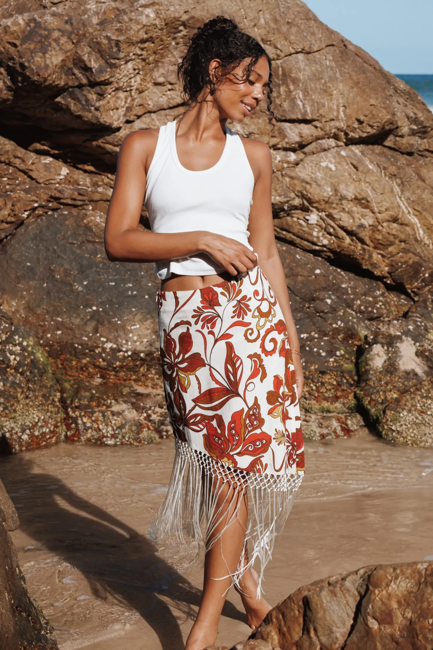 Shelby Midi Fringe Skirt