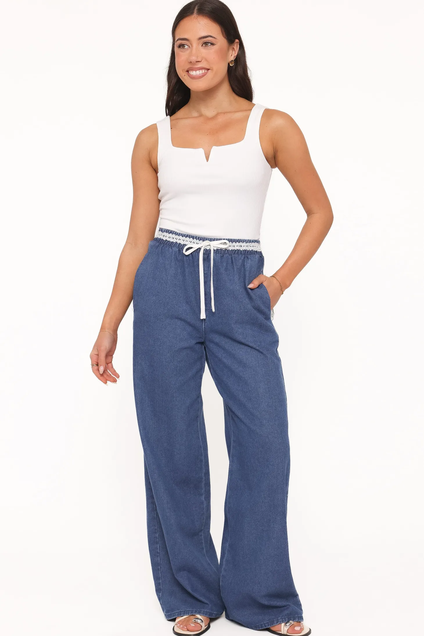 Siun Wide Leg Denim Joggers