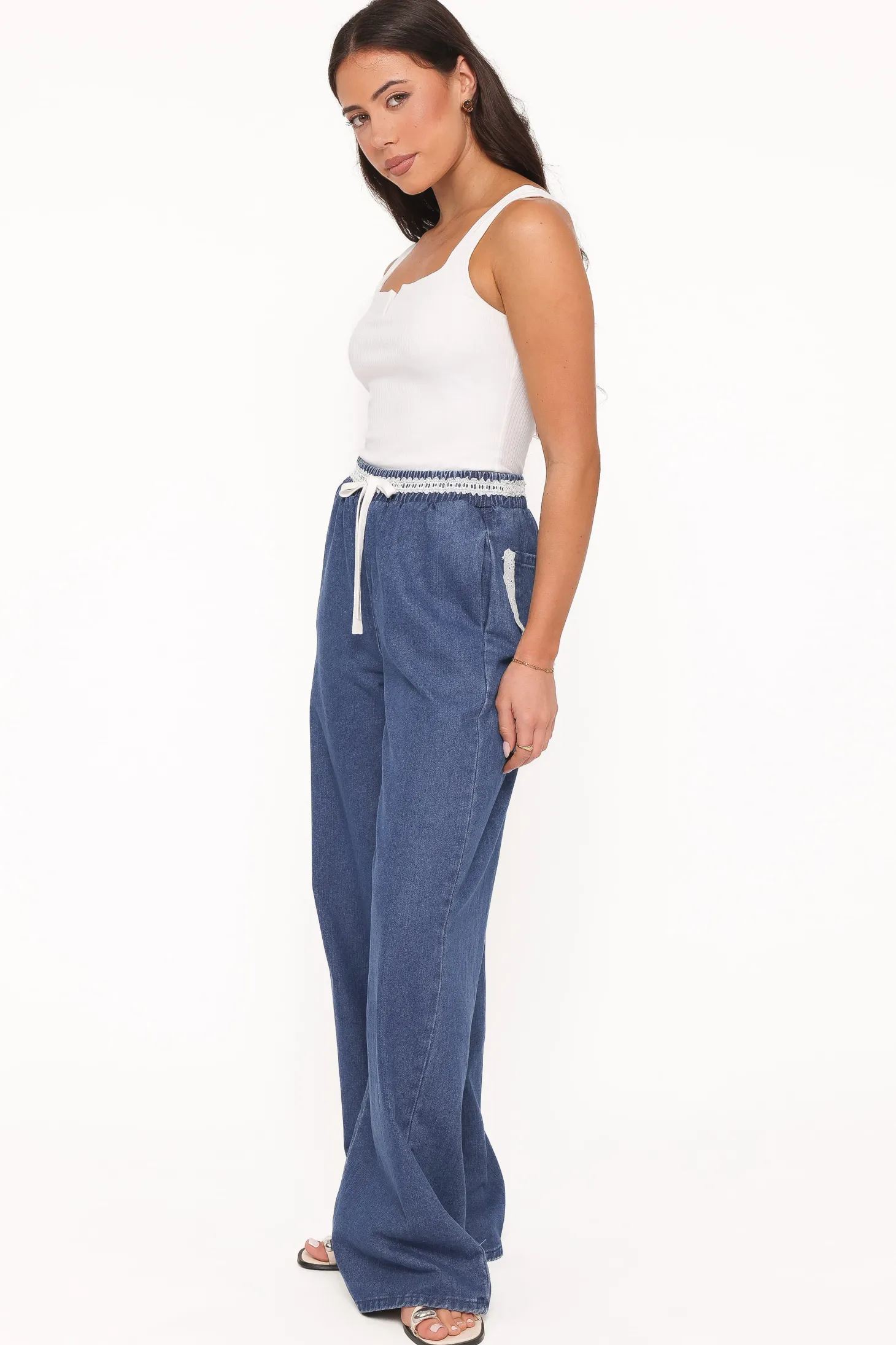 Siun Wide Leg Denim Joggers
