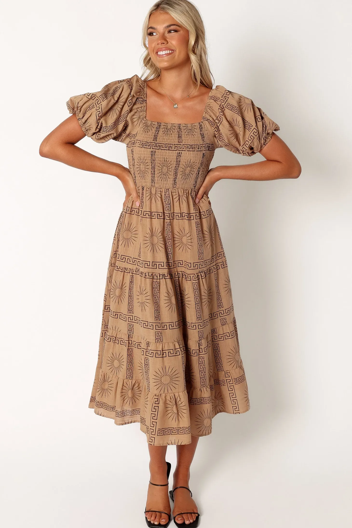 Soliel Puff Sleeve Midi Dress