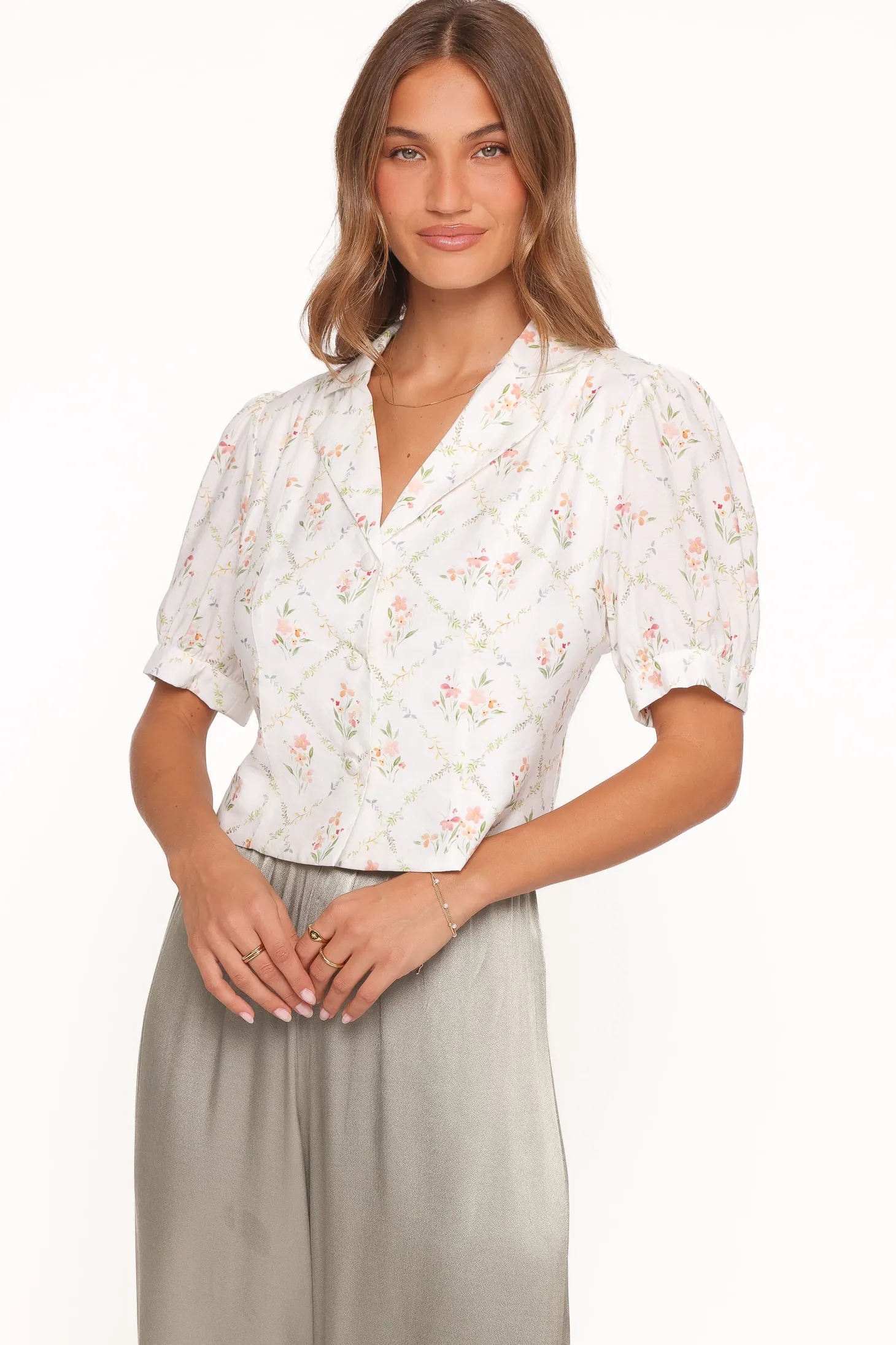 Steele Button Front Top