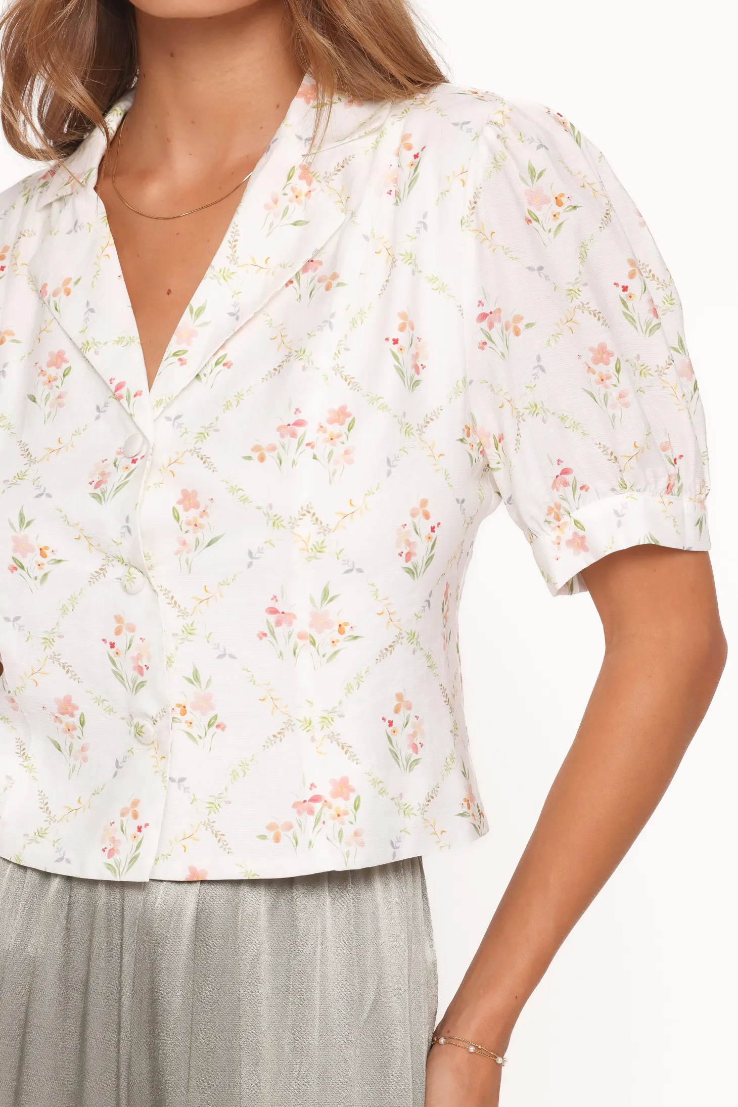 Steele Button Front Top