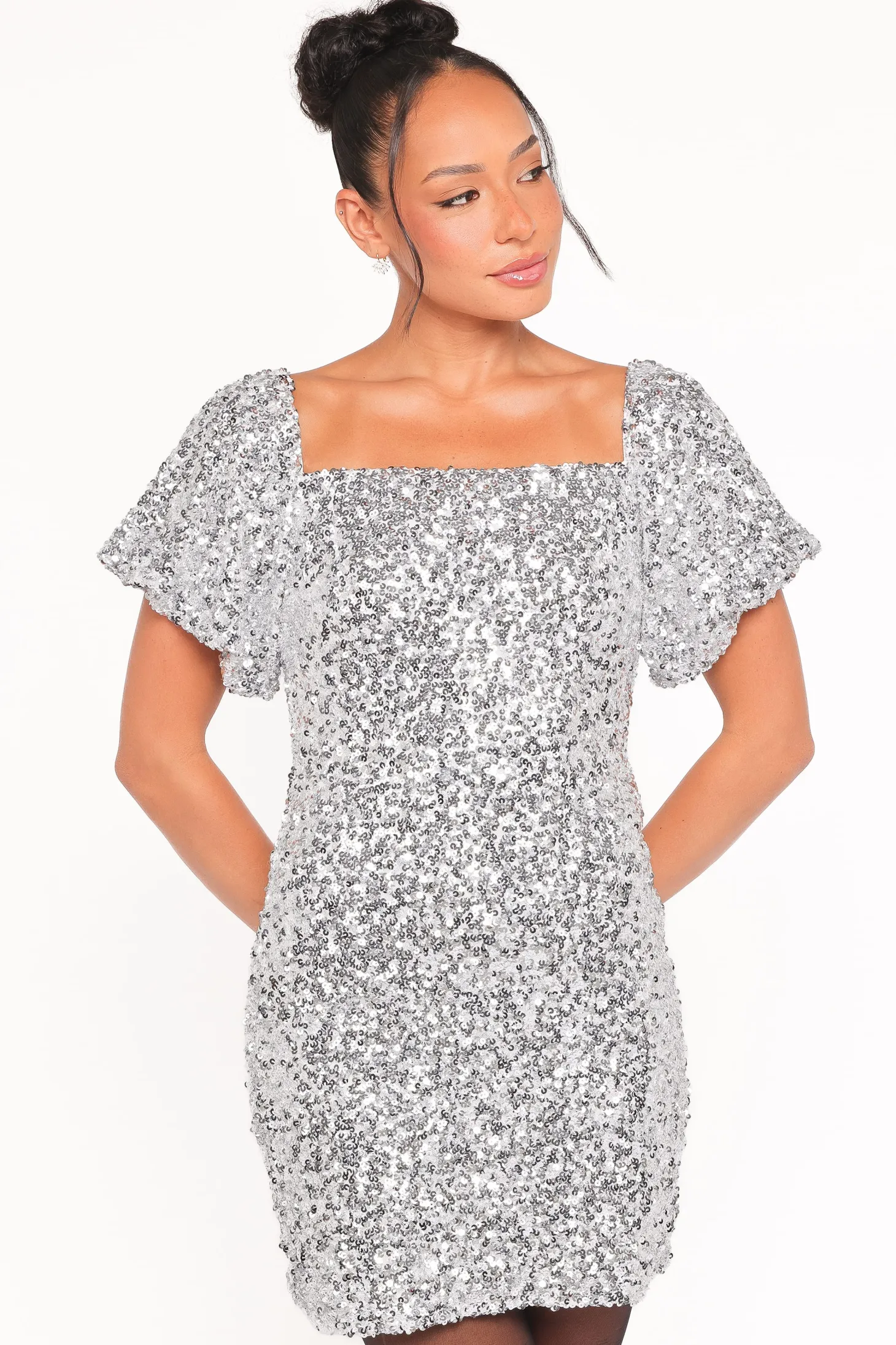Tory Off Shoulder Sequin Mini Dress