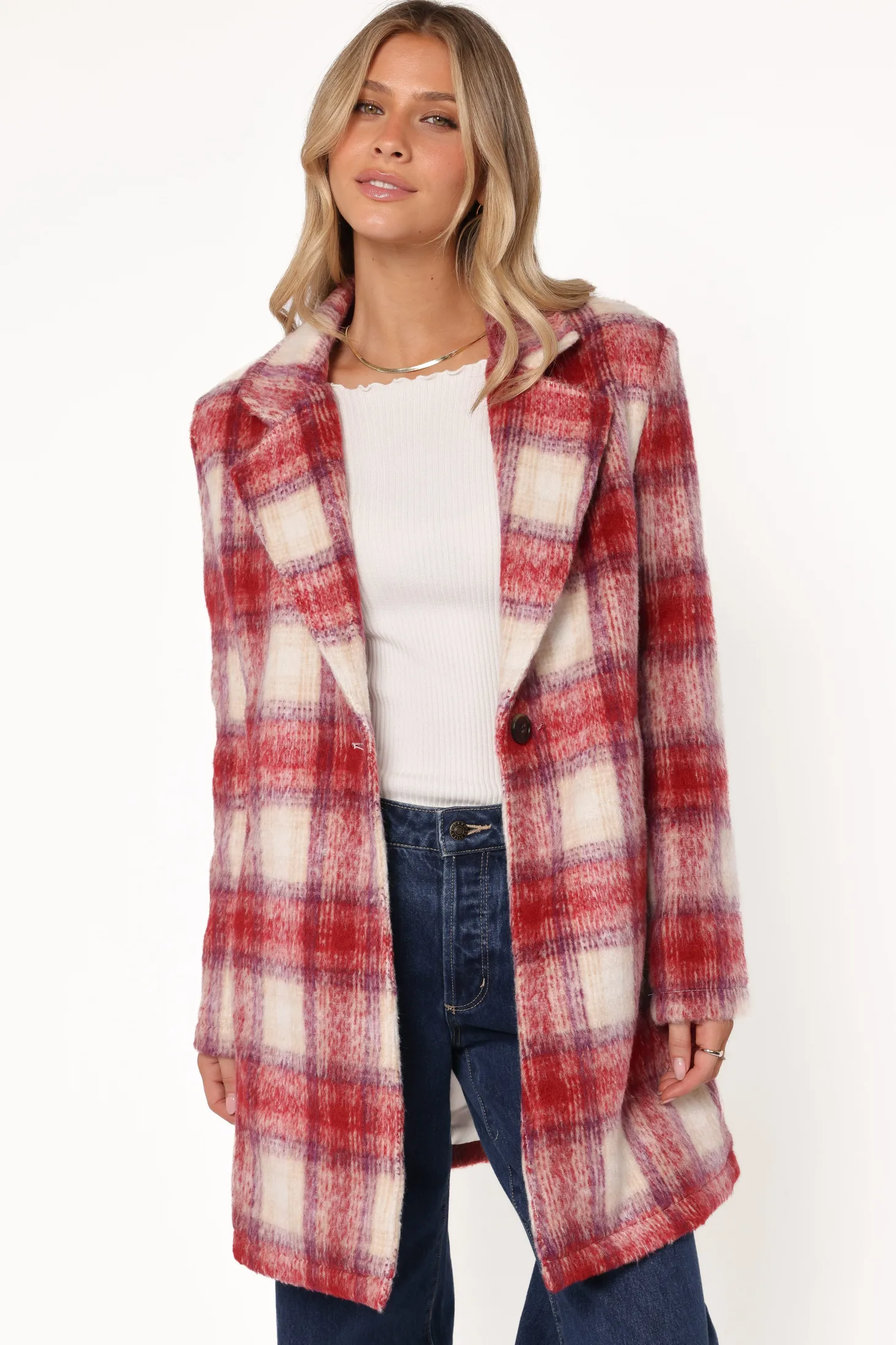 Travistine Long Plaid Coat