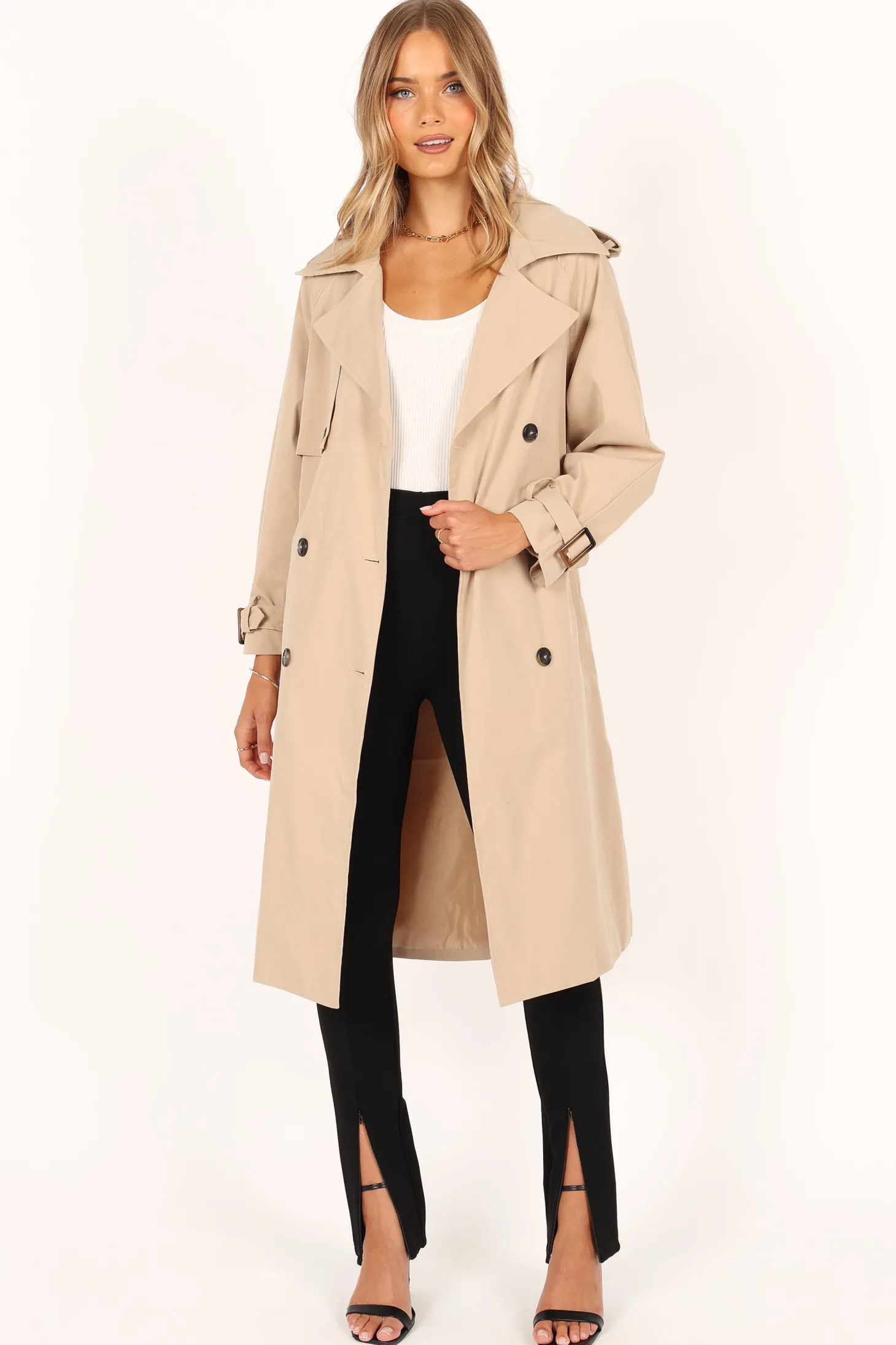 Trina Button Front Trench Coat