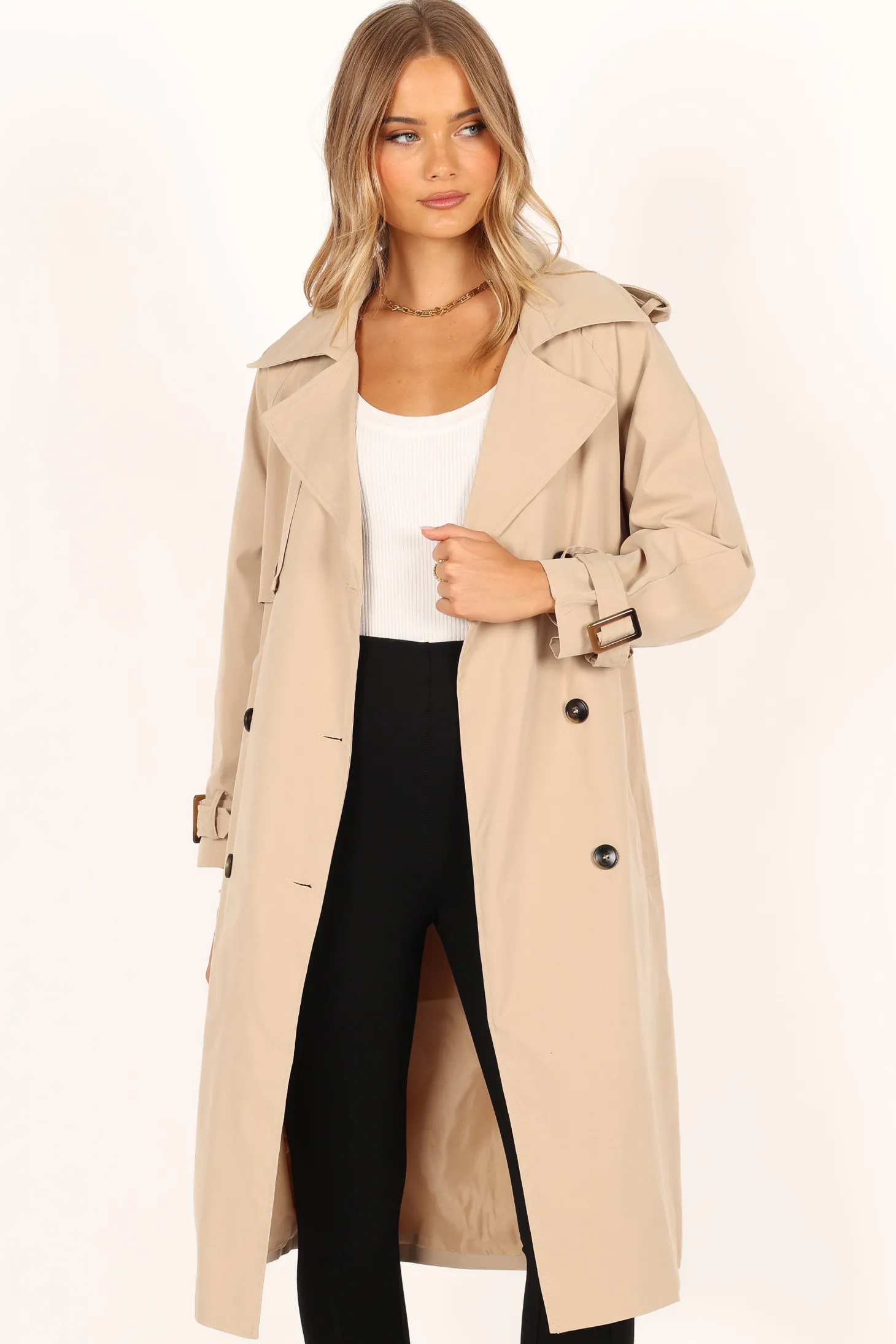 Trina Button Front Trench Coat