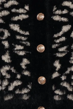 Tyra Animal Print Faux Mohair Cardigan