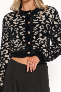 Tyra Animal Print Faux Mohair Cardigan