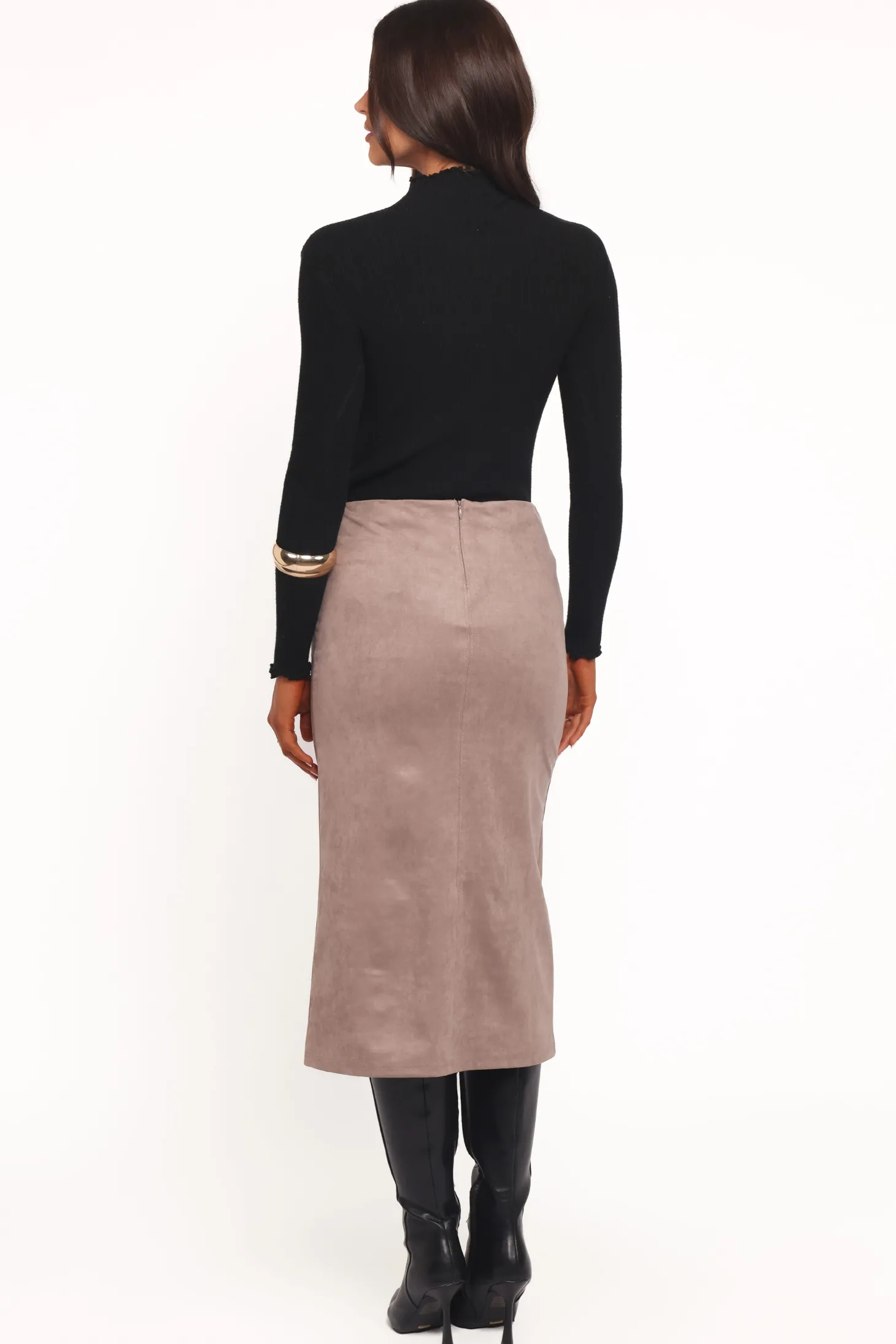 Una Suede Midi Skirt