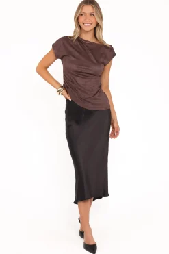 Vaila Faux Suede Off Shoulder Top