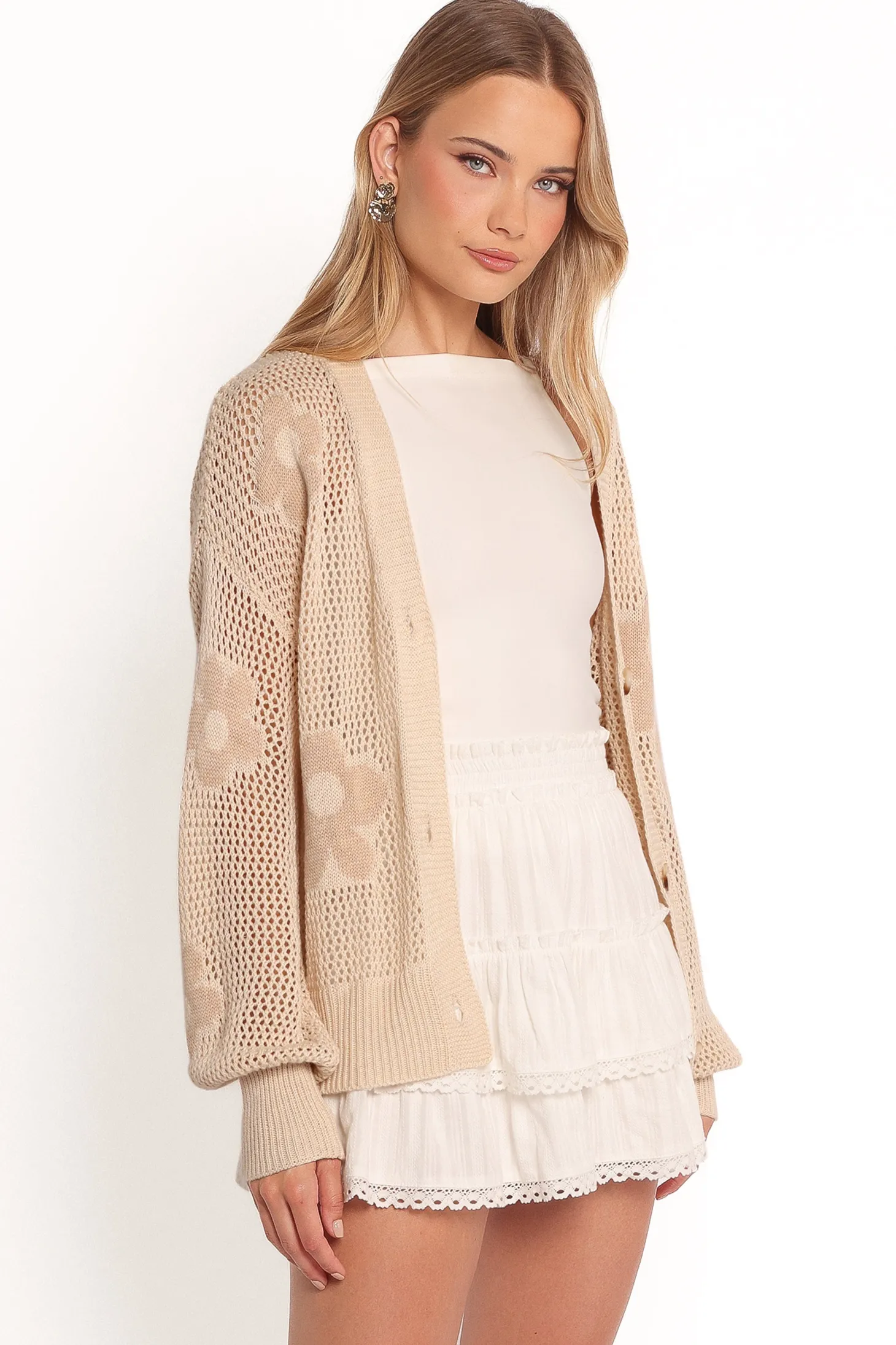 Winslow Open Knit Flower Cardigan