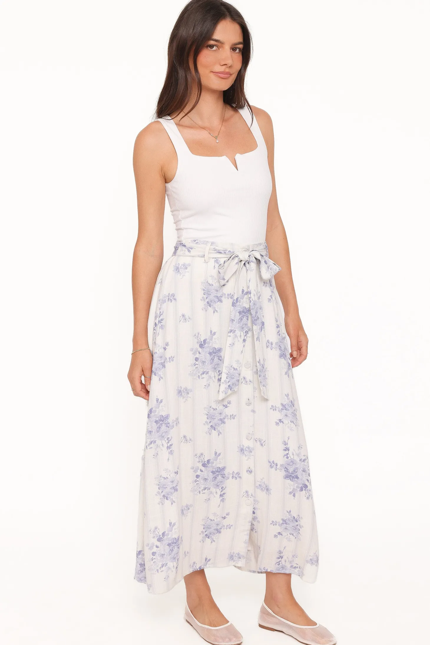 Xander Tie Waist Midi Skirt