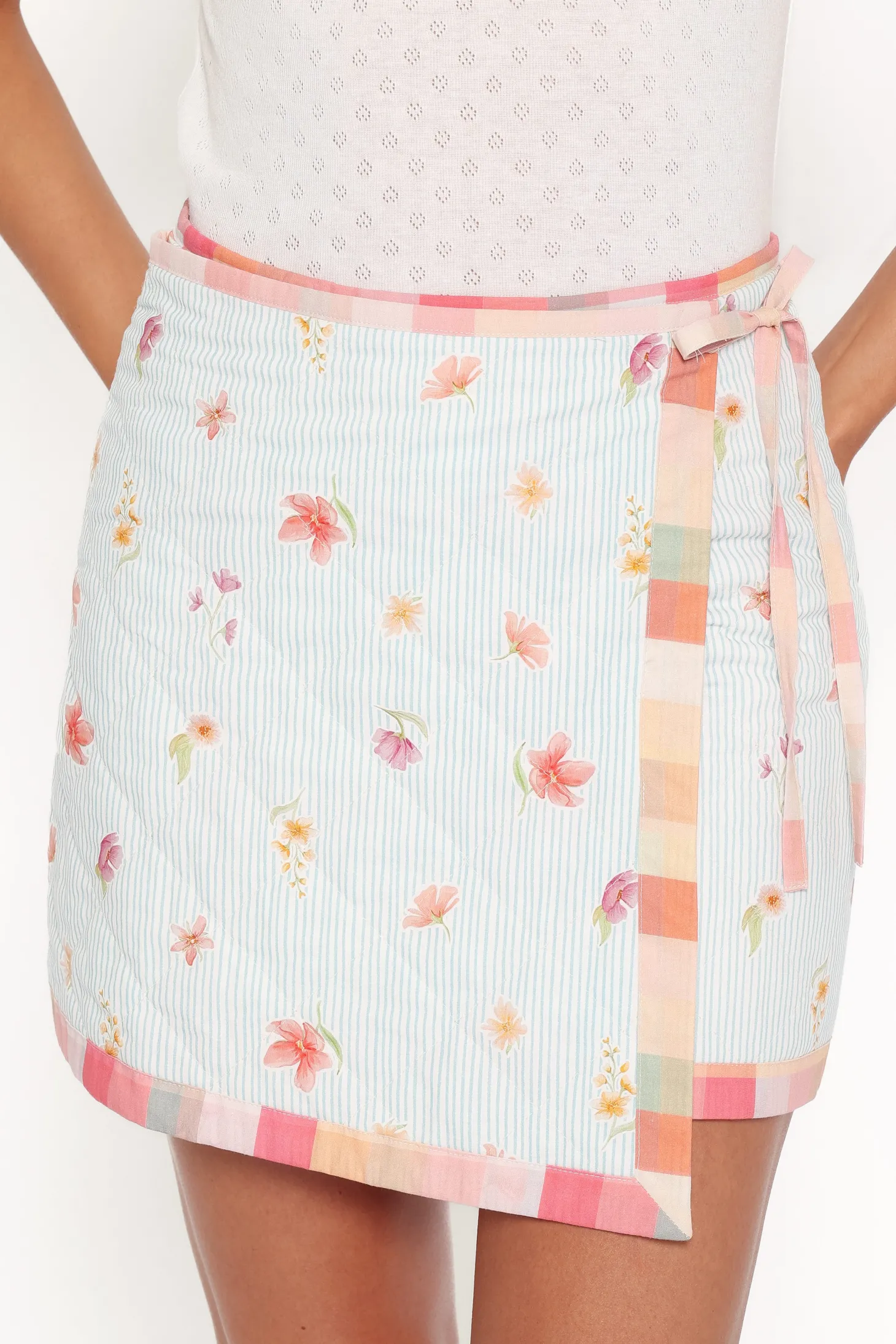 Yana Faux Wrap Quilted Mini Skirt