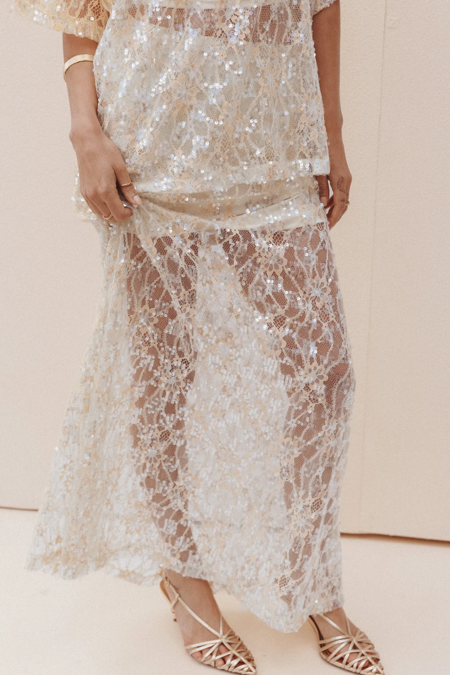 Yonder Sheer Panel Lace Maxi Skirt