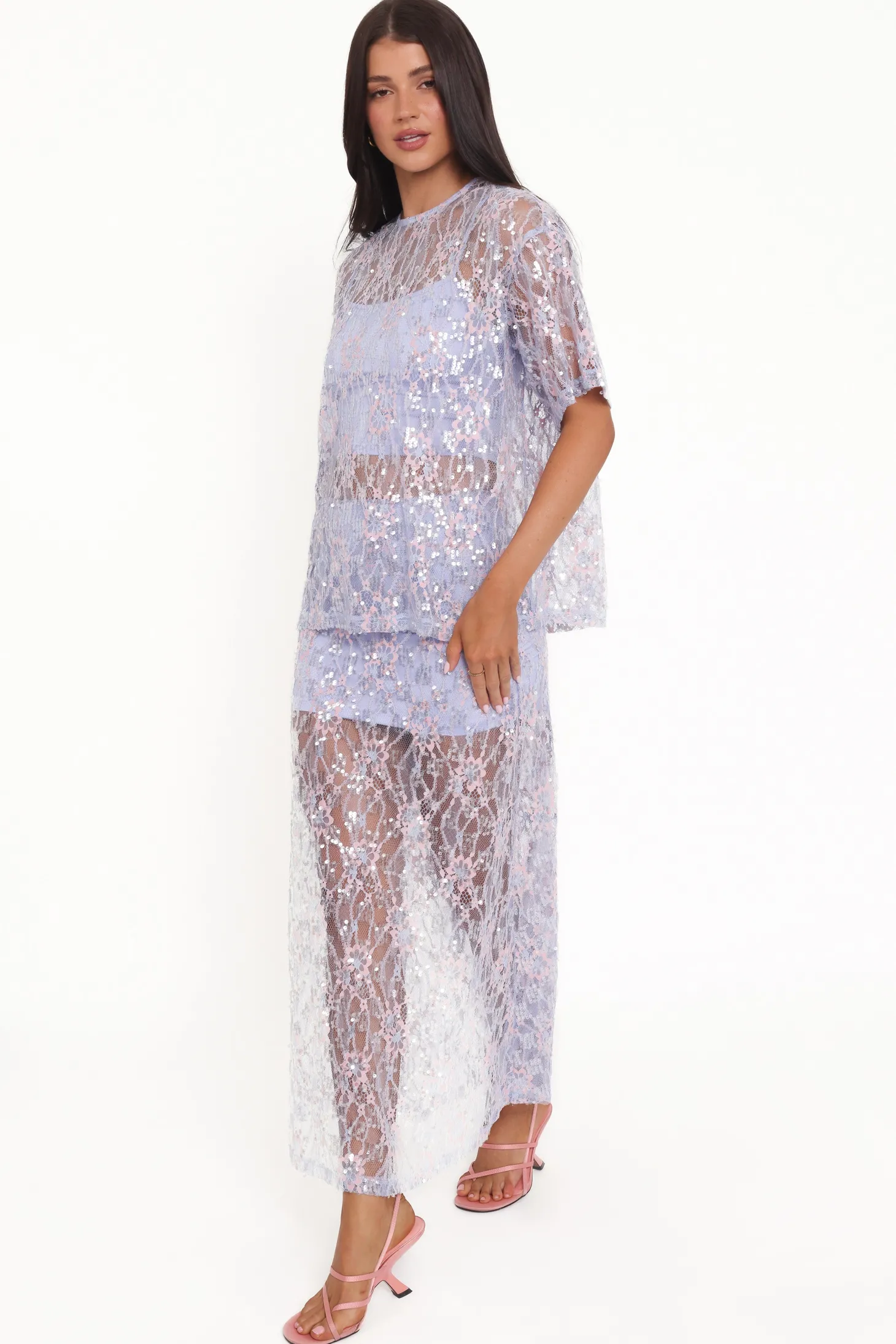 Yonder Sheer Panel Lace Maxi Skirt