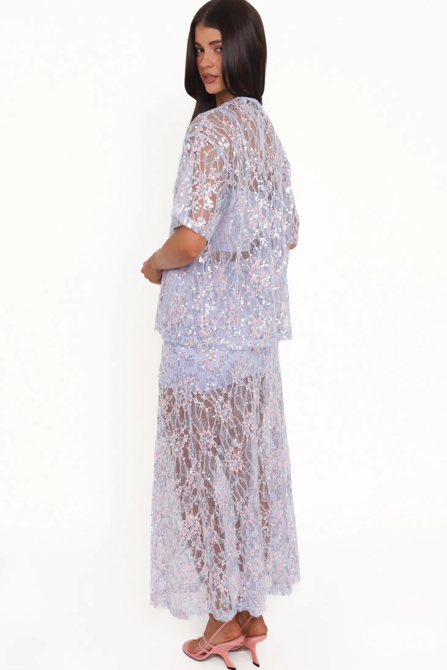 Yonder Sheer Panel Lace Maxi Skirt