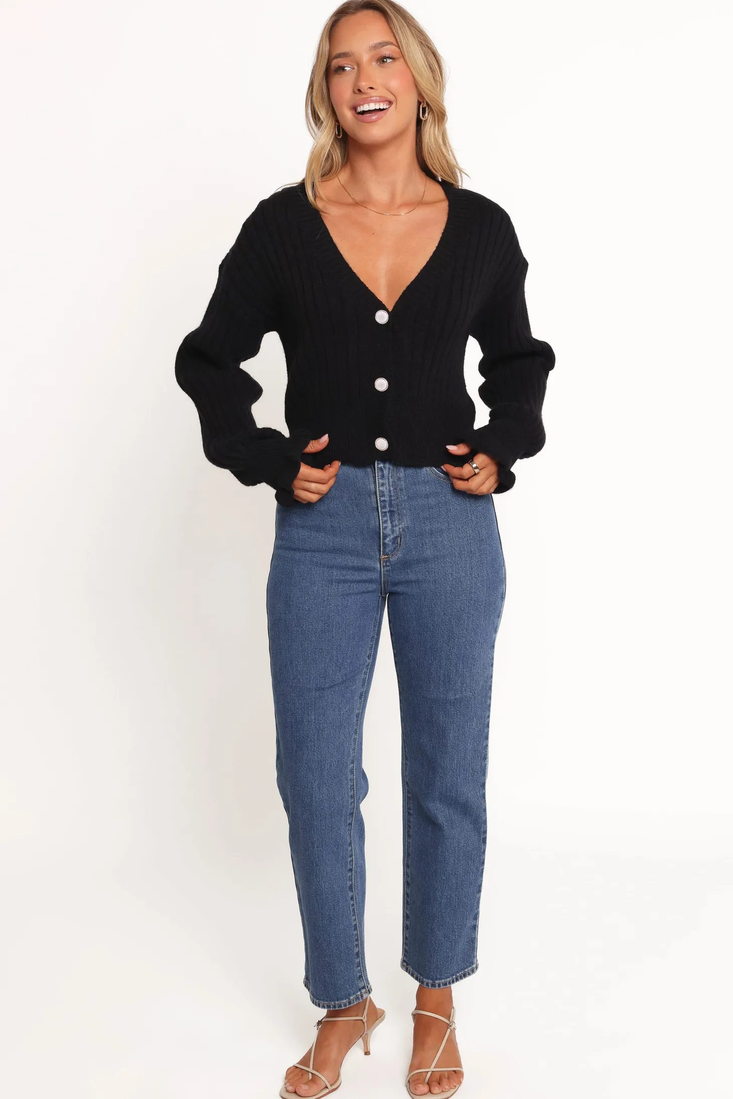 Zana Ribbed Ruffle Cuff Knit Sweater
